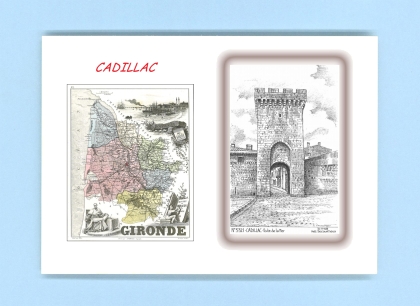 Cartes Postales impression Noir avec dpartement sur la ville de CADILLAC Titre : porte de la mer