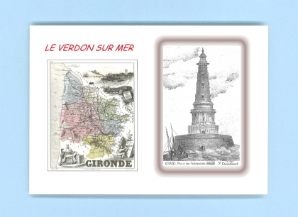 Cartes Postales impression Noir avec dpartement sur la ville de LE VERDON SUR MER Titre : phare de cordouan