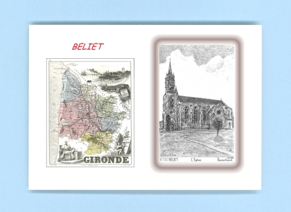 Cartes Postales impression Noir avec dpartement sur la ville de BELIET Titre : l eglise
