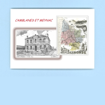 Cartes Postales impression Noir avec dpartement sur la ville de CAMBLANES ET MEYNAC Titre : mairie