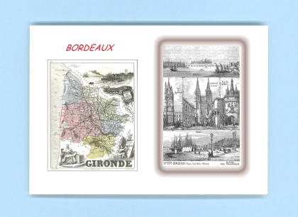 Cartes Postales impression Noir avec dpartement sur la ville de BORDEAUX Titre : vues