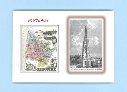 Cartes Postales impression Noir avec dpartement sur la ville de BORDEAUX Titre : tour st michel