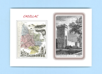 Cartes Postales impression Noir avec dpartement sur la ville de CADILLAC Titre : porte de la mer