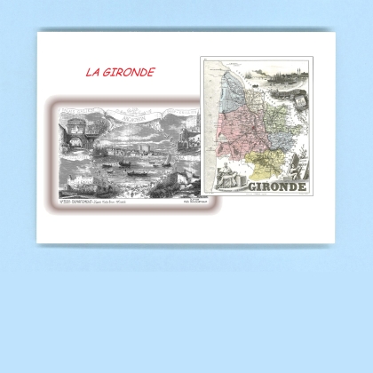Cartes Postales impression Noir avec dpartement sur la ville de LA GIRONDE Titre : departement