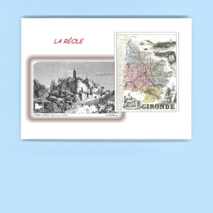 Cartes Postales impression Noir avec dpartement sur la ville de LA REOLE Titre : vue