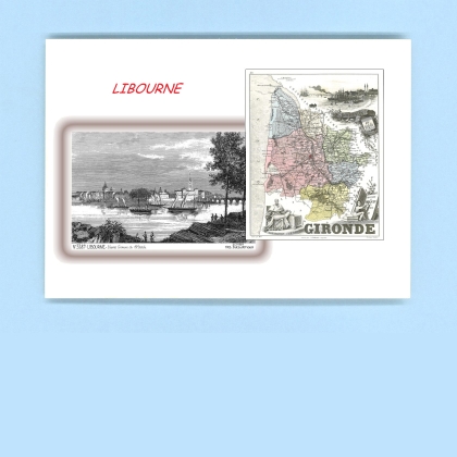 Cartes Postales impression Noir avec dpartement sur la ville de LIBOURNE Titre : vue