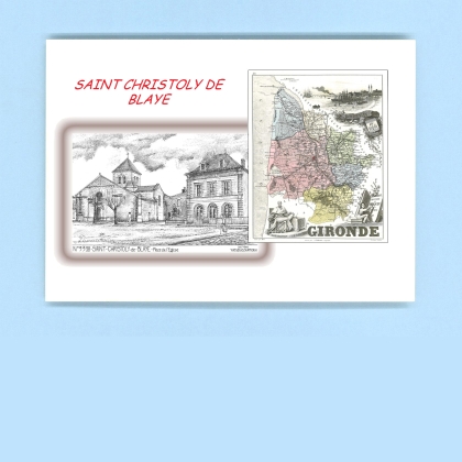 Cartes Postales impression Noir avec dpartement sur la ville de ST CHRISTOLY DE BLAYE Titre : place de l eglise