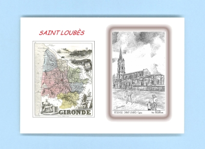 Cartes Postales impression Noir avec dpartement sur la ville de ST LOUBES Titre : eglise
