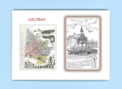 Cartes Postales impression Noir avec dpartement sur la ville de COUTRAS Titre : puits henri IV