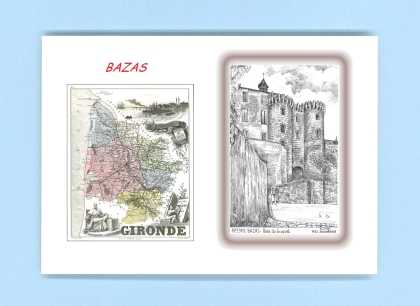 Cartes Postales impression Noir avec dpartement sur la ville de BAZAS Titre : porte du gisquet