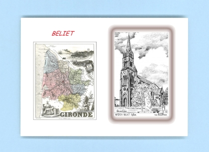 Cartes Postales impression Noir avec dpartement sur la ville de BELIET Titre : eglise