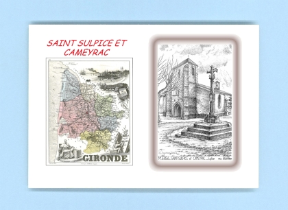 Cartes Postales impression Noir avec dpartement sur la ville de ST SULPICE ET CAMEYRAC Titre : eglise