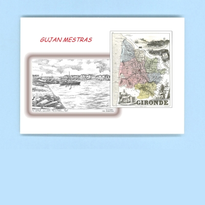 Cartes Postales impression Noir avec dpartement sur la ville de GUJAN MESTRAS Titre : port