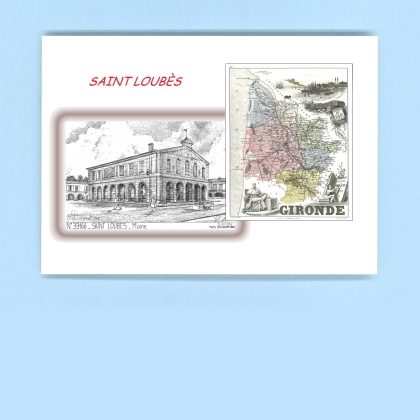 Cartes Postales impression Noir avec dpartement sur la ville de ST LOUBES Titre : mairie