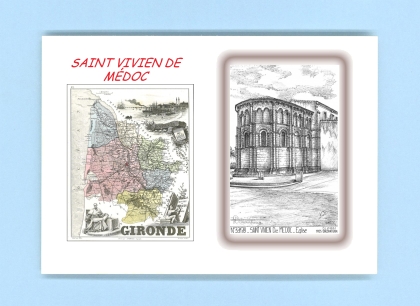 Cartes Postales impression Noir avec dpartement sur la ville de ST VIVIEN DE MEDOC Titre : eglise
