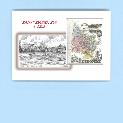 Cartes Postales impression Noir avec dpartement sur la ville de ST SEURIN SUR L ISLE Titre : vue