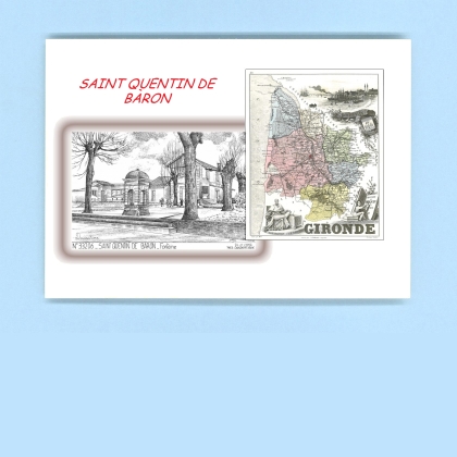 Cartes Postales impression Noir avec dpartement sur la ville de ST QUENTIN DE BARON Titre : fontaine