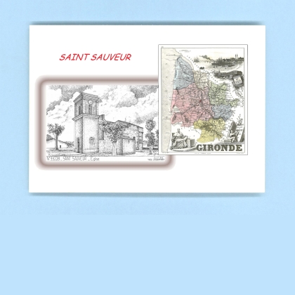 Cartes Postales impression Noir avec dpartement sur la ville de ST SAUVEUR Titre : eglise