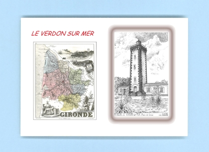 Cartes Postales impression Noir avec dpartement sur la ville de LE VERDON SUR MER Titre : phare de grave