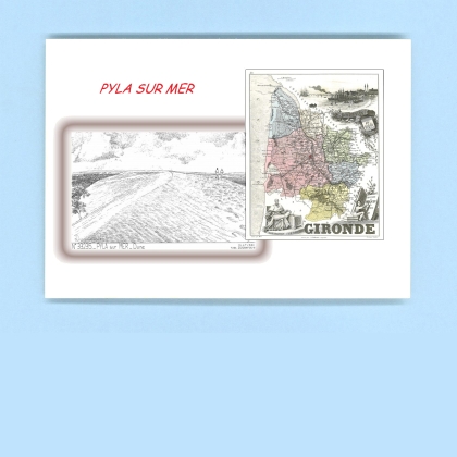 Cartes Postales impression Noir avec dpartement sur la ville de PYLA SUR MER Titre : dune