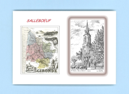 Cartes Postales impression Noir avec dpartement sur la ville de SALLEBOEUF Titre : eglise