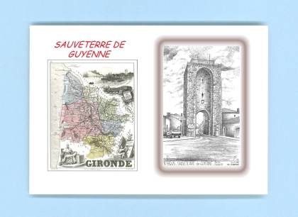 Cartes Postales impression Noir avec dpartement sur la ville de SAUVETERRE DE GUYENNE Titre : porte saubotte