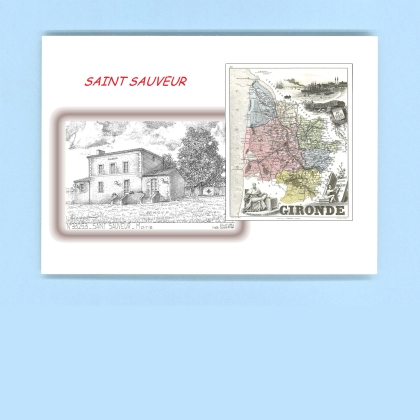 Cartes Postales impression Noir avec dpartement sur la ville de ST SAUVEUR Titre : mairie