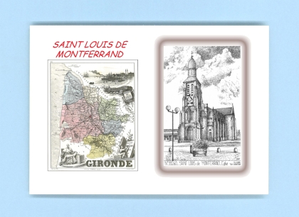 Cartes Postales impression Noir avec dpartement sur la ville de ST LOUIS DE MONTFERRAND Titre : eglise