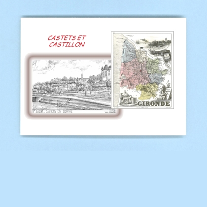 Cartes Postales impression Noir avec dpartement sur la ville de CASTETS ET CASTILLON Titre : vue
