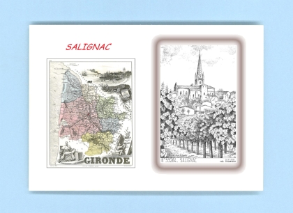 Cartes Postales impression Noir avec dpartement sur la ville de SALIGNAC Titre : vue