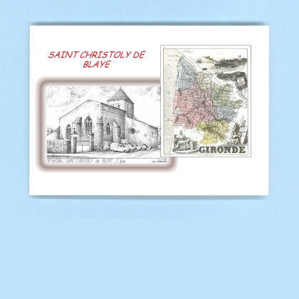 Cartes Postales impression Noir avec dpartement sur la ville de ST CHRISTOLY DE BLAYE Titre : eglise
