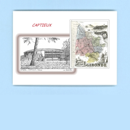 Cartes Postales impression Noir avec dpartement sur la ville de CAPTIEUX Titre : arenes
