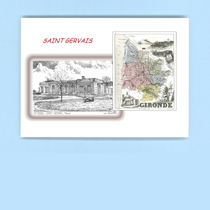 Cartes Postales impression Noir avec dpartement sur la ville de ST GERVAIS Titre : mairie