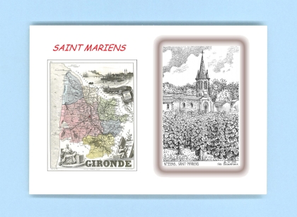 Cartes Postales impression Noir avec dpartement sur la ville de ST MARIENS Titre : vue