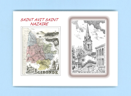 Cartes Postales impression Noir avec dpartement sur la ville de ST AVIT ST NAZAIRE Titre : eglise st avit