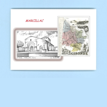 Cartes Postales impression Noir avec dpartement sur la ville de MARCILLAC Titre : eglise