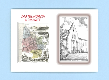 Cartes Postales impression Noir avec dpartement sur la ville de CASTELMORON D ALBRET Titre : eglise