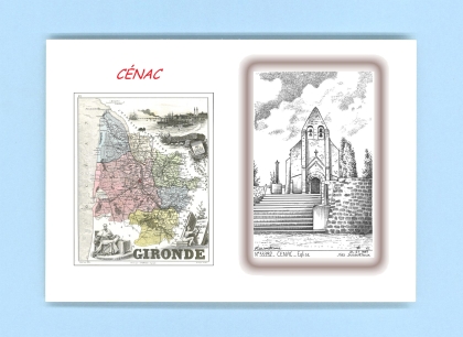 Cartes Postales impression Noir avec dpartement sur la ville de CENAC Titre : eglise