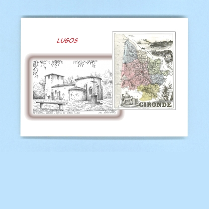 Cartes Postales impression Noir avec dpartement sur la ville de LUGOS Titre : eglise du vieux lugo
