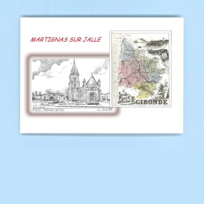 Cartes Postales impression Noir avec dpartement sur la ville de MARTIGNAS SUR JALLE Titre : vue