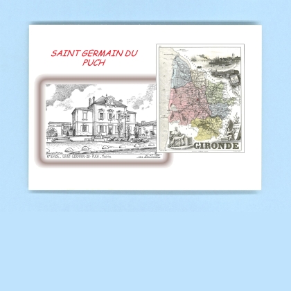 Cartes Postales impression Noir avec dpartement sur la ville de ST GERMAIN DU PUCH Titre : mairie