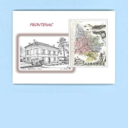 Cartes Postales impression Noir avec dpartement sur la ville de FRONTENAC Titre : mairie
