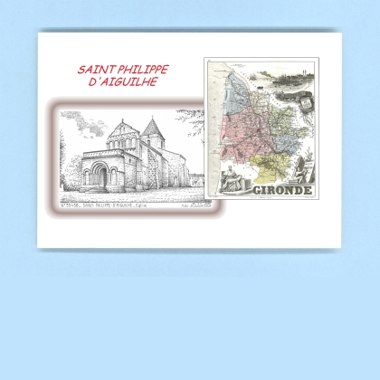 Cartes Postales impression Noir avec dpartement sur la ville de ST PHILIPPE D AIGUILHE Titre : eglise
