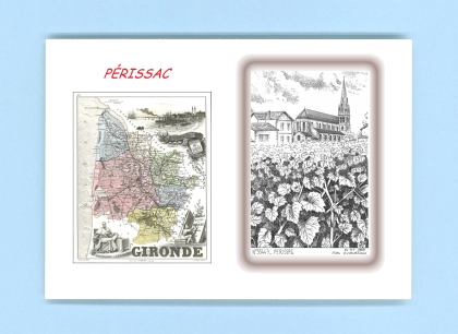 Cartes Postales impression Noir avec dpartement sur la ville de PERISSAC Titre : vue