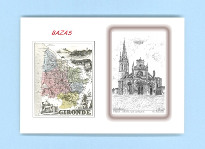 Cartes Postales impression Noir avec dpartement sur la ville de BAZAS Titre : st jean baptiste