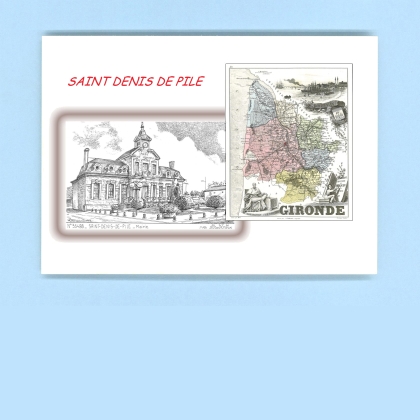 Cartes Postales impression Noir avec dpartement sur la ville de ST DENIS DE PILE Titre : mairie