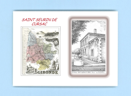 Cartes Postales impression Noir avec dpartement sur la ville de ST SEURIN DE CURSAC Titre : mairie