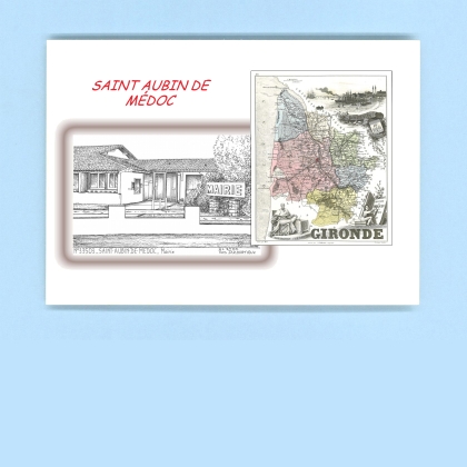 Cartes Postales impression Noir avec dpartement sur la ville de ST AUBIN DE MEDOC Titre : mairie