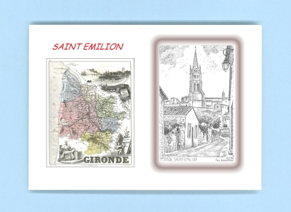 Cartes Postales impression Noir avec dpartement sur la ville de ST EMILION Titre : vue