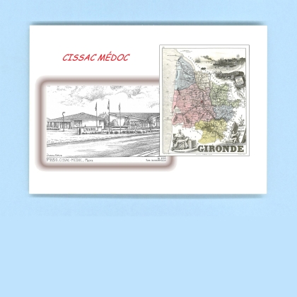 Cartes Postales impression Noir avec dpartement sur la ville de CISSAC MEDOC Titre : mairie